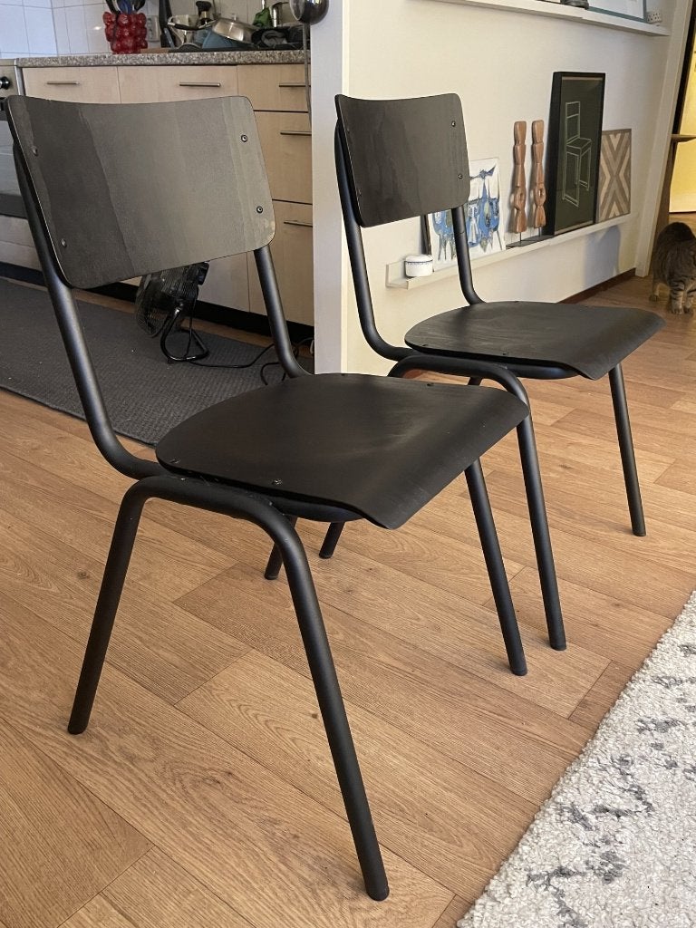 Schoolstoelen zwart, Ophalen, Gebruikt, Twee, Zwart
