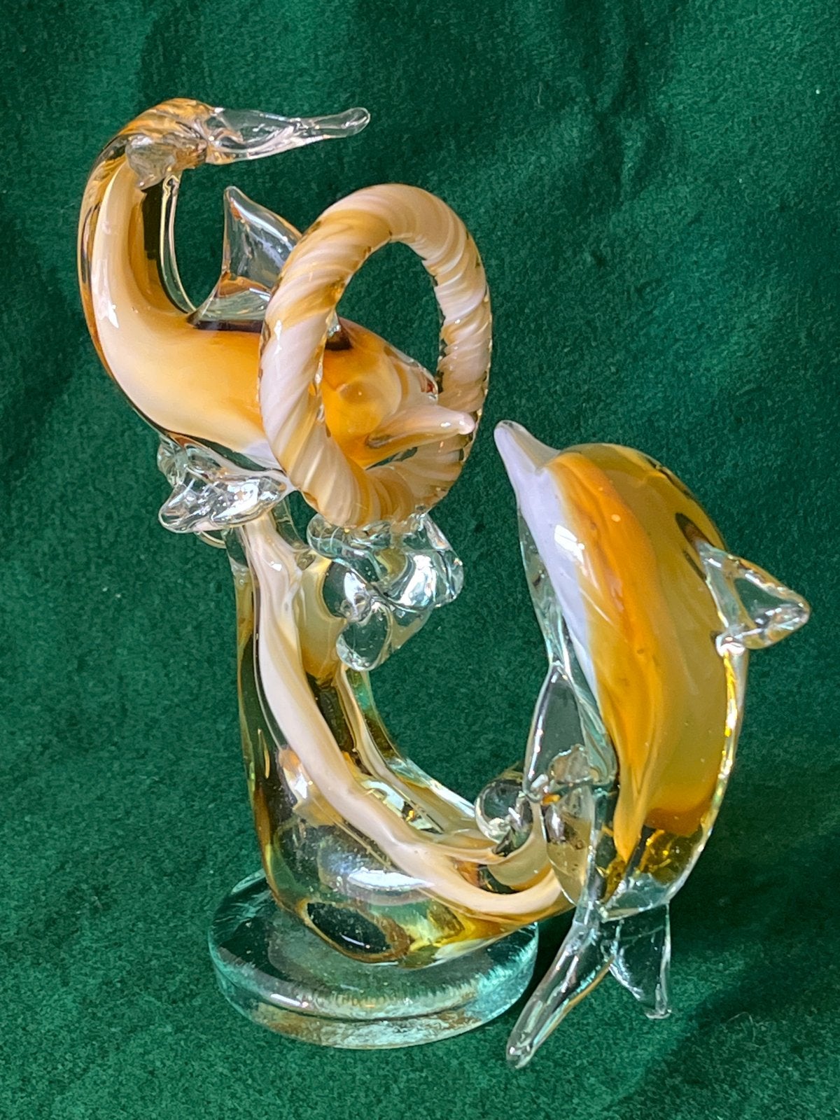 Murano Stijl Glazen Dolfijnen Beeldje, Ophalen of Verzenden