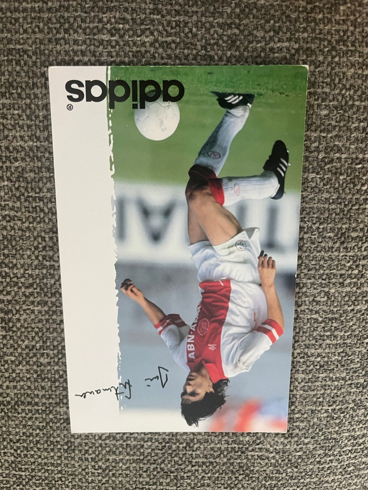 GROTERE ADIDAS RECLAME KAART JARI LITMANEN AJAX, Verzamelen, Sportartikelen en Voetbal, Ophalen of Verzenden, Zo goed als nieuw