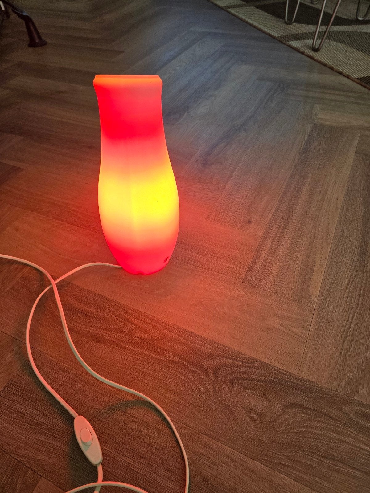 Vintage IKEA Mylonit Tafellamp – Rood/Roze Mondgeblazen Glas, Ophalen, Vintage, Glas, Rood