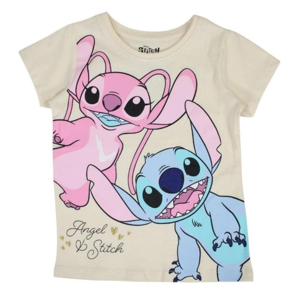 Stitch en Angel T-shirt - zacht geel - 92-98-104-110-116-128, Stitch, Meisje, Nieuw, Ophalen of Verzenden