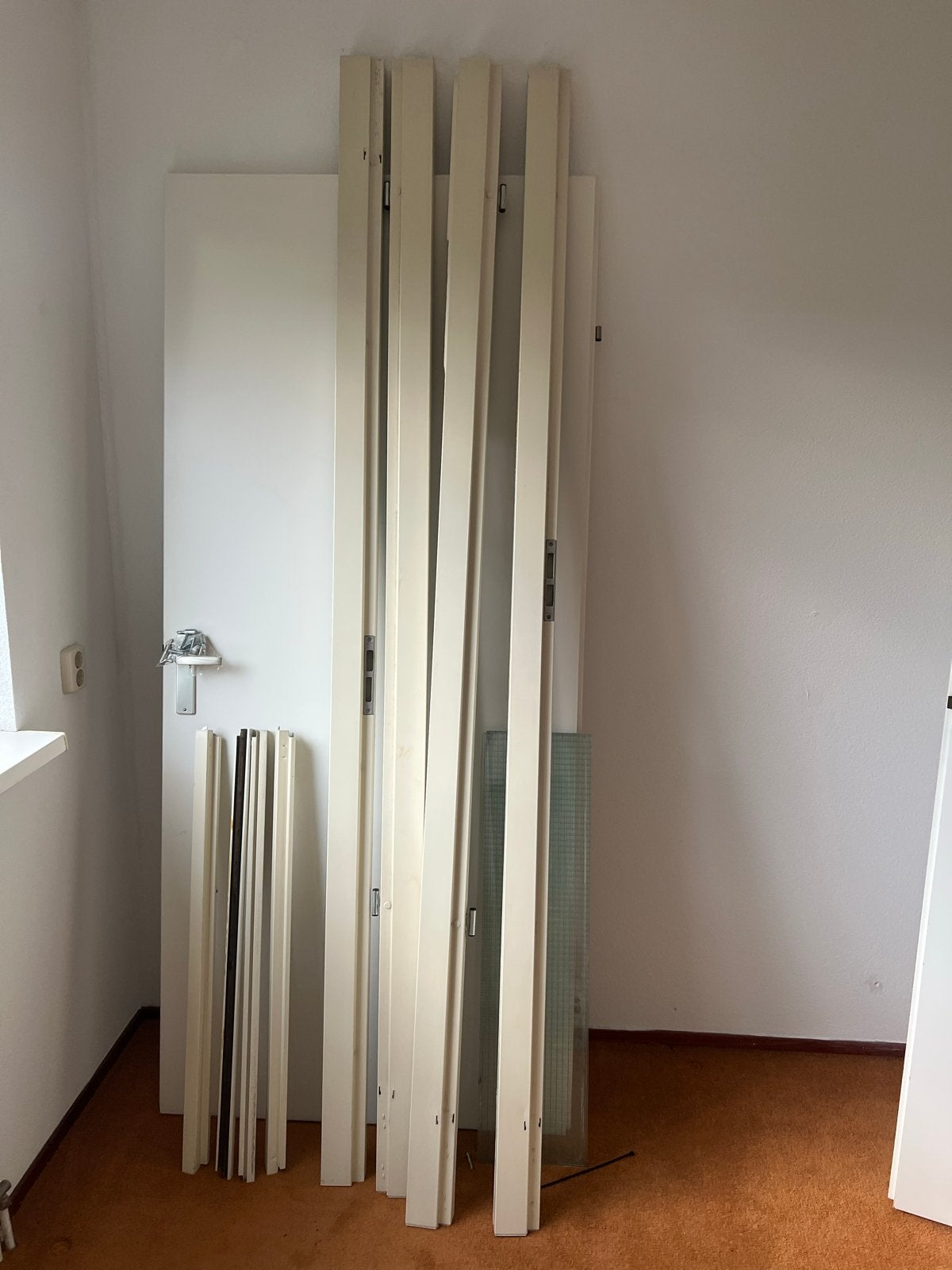 Opdekdeur 94 / 210 breed met 2 stalen kozijnen en bovenraam, Gebruikt, 80 tot 100 cm, Binnendeur, Ophalen of Verzenden