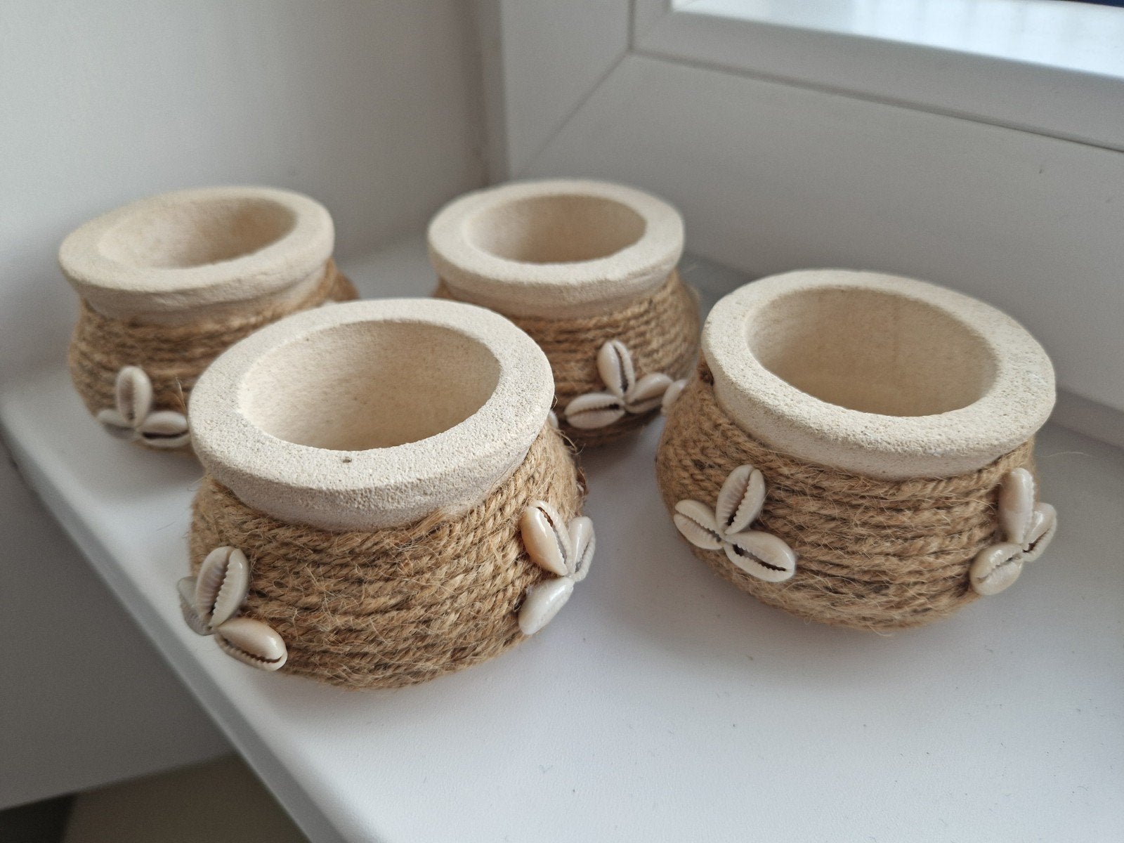 Set van 4 Bali theelichthouders - Nieuw, Bruin, Natuurlijk materiaal, Waxinelichthouder, Nieuw
