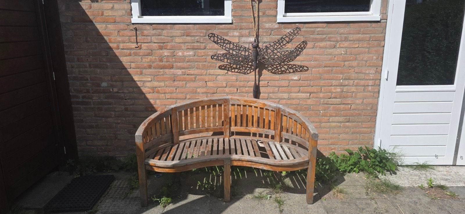 Houten tuinbank - Gebogen model, Ophalen, Gebruikt, Hout