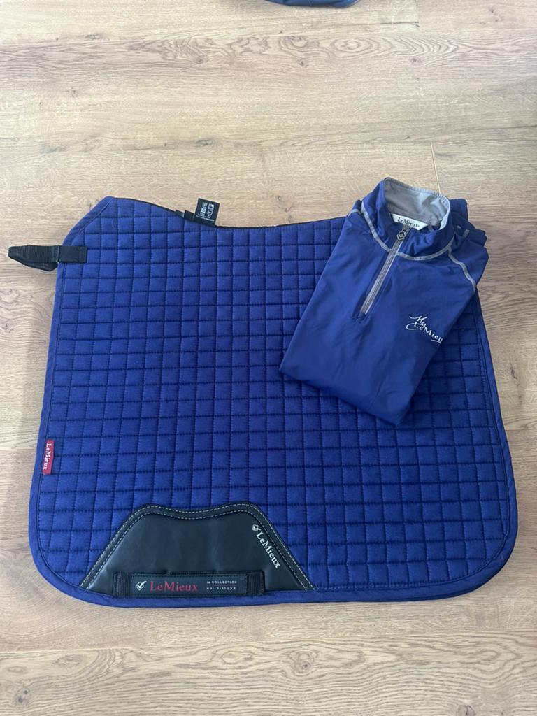 Ink blue dressuur dekje lemieux maat L + baselayer maat S, Full (L), Ophalen of Verzenden, Zo goed als nieuw, Dressuurdekje