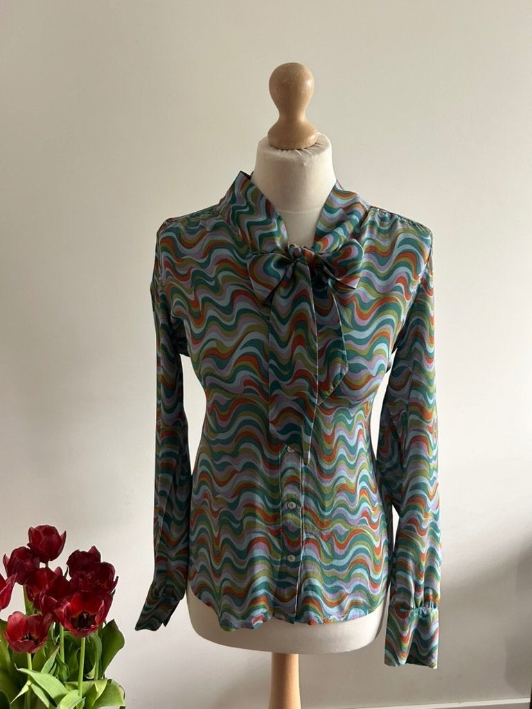 King Louie maat XL Blauwe wave top blouse 3270