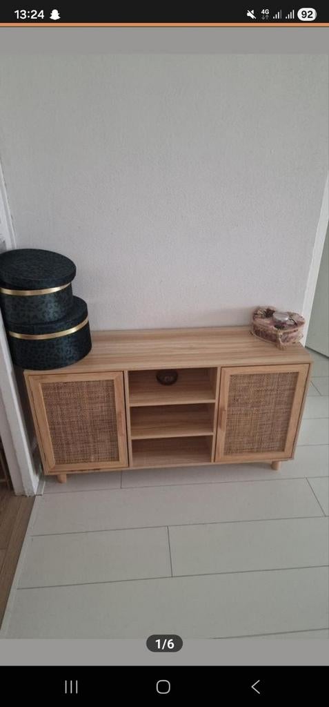 Mooi houten dressoir met rotan deuren, Huis en Inrichting, Kasten | Dressoirs, Ophalen, Met deur(en), 100 tot 150 cm, Boho, Scandinavisch
