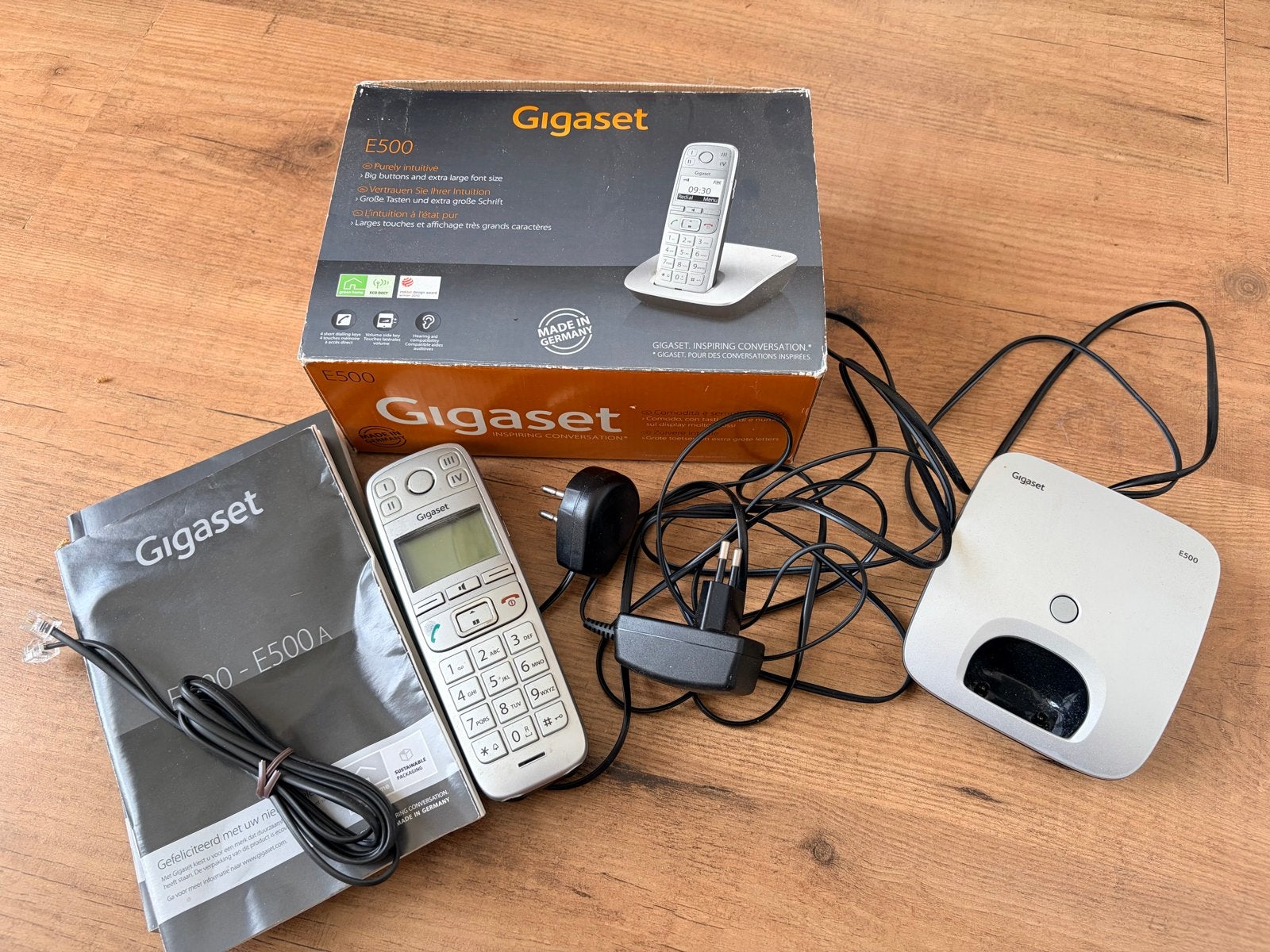 Gigaset E500 draadloze telefoon met basisstation, Ophalen of Verzenden, Gebruikt, 1 handset