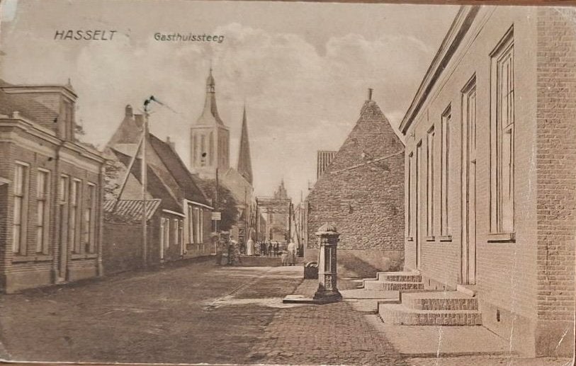 Hasselt- Gasthuissteeg in 1922, Verzenden, 1920 tot 1940, Gelopen, Overijssel