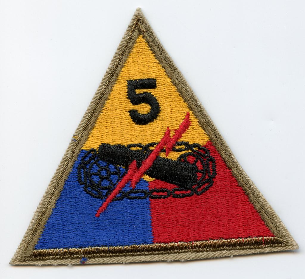 WO2 US 5th Armored Division Patch, Verzamelen, Militaria | Tweede Wereldoorlog, Ophalen of Verzenden, Landmacht, Amerika, Embleem of Badge