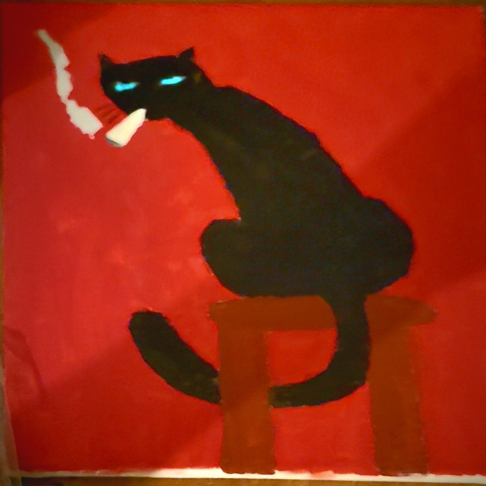 Smoke that Puss - Origineel kunstwerk door Kuba, Antiek en Kunst, Kunst | Schilderijen | Modern, Acrylverf, Ophalen of Verzenden