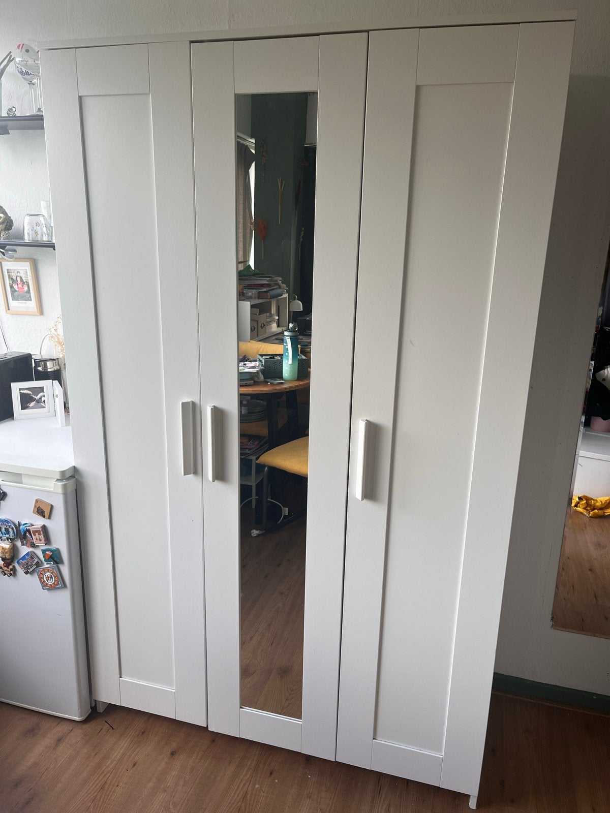 IKEA BRIMNES Kledingkast met 3 deuren, wit, Ophalen, Gebruikt, 100 tot 150 cm, 150 tot 200 cm