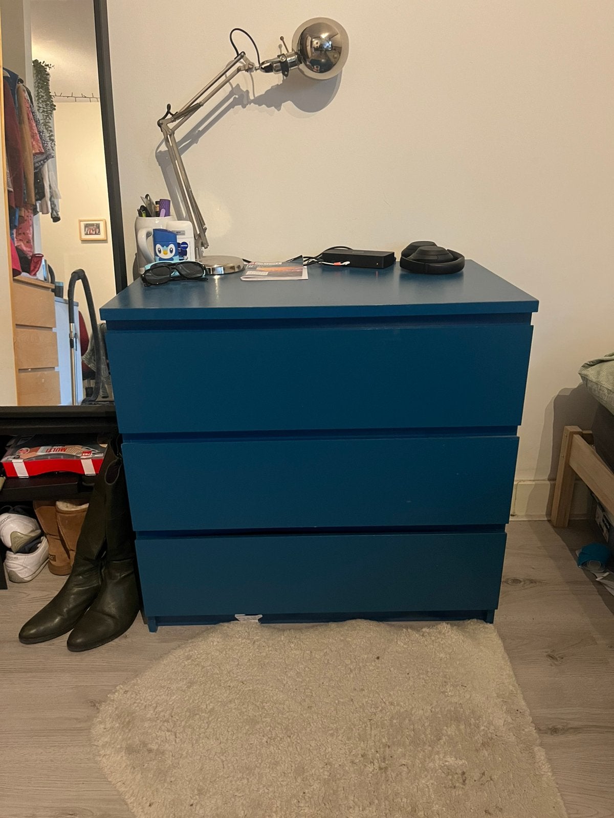 Blauwe IKEA Malm ladekast, Ophalen, Gebruikt, 50 tot 100 cm, 3 of 4 laden