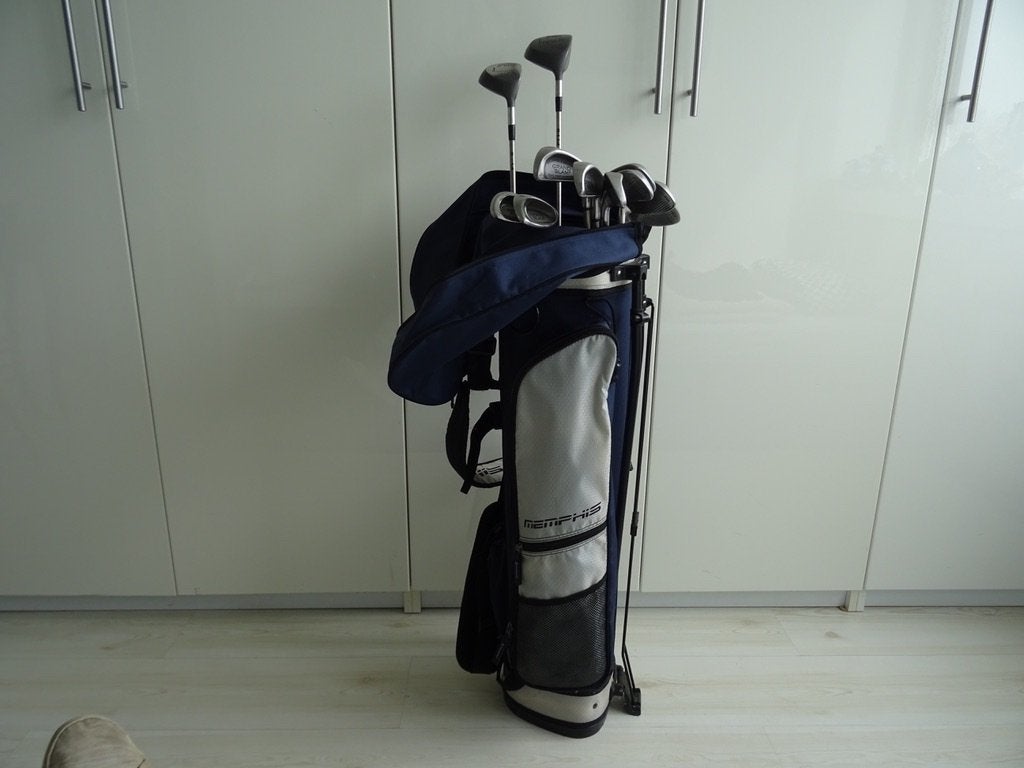 GOLFSET POWER BILT R-H ( TROLLEY,TAS & CLUBS) IN NIEUWSTAAT, Sport en Fitness, Golf, Ophalen of Verzenden, Zo goed als nieuw, Set