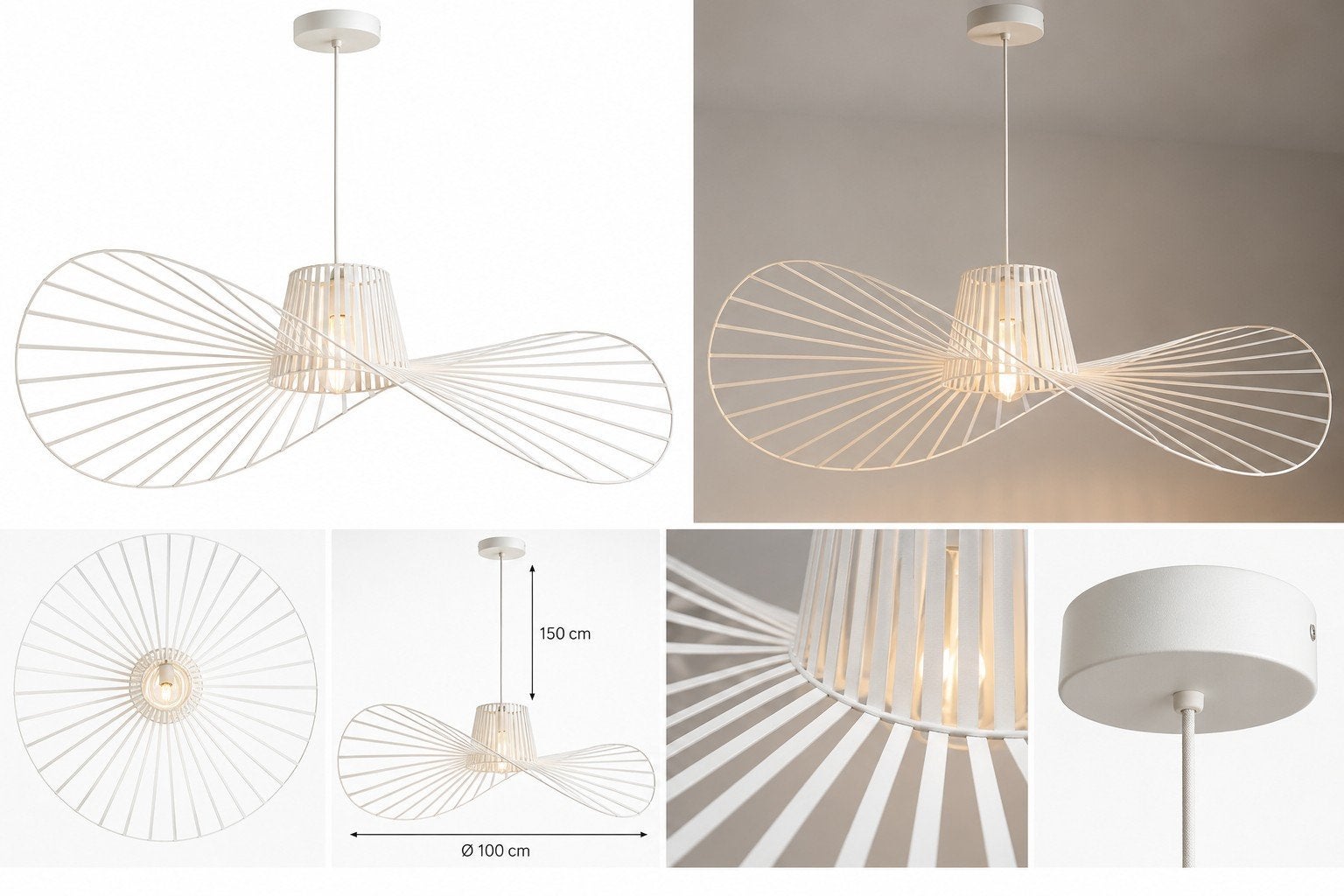 Paco Home HUGO PD & LENA 100 – hanglamp wit – Showroommodel, Ophalen of Verzenden, Gebruikt, Kunststof, E27 (groot)