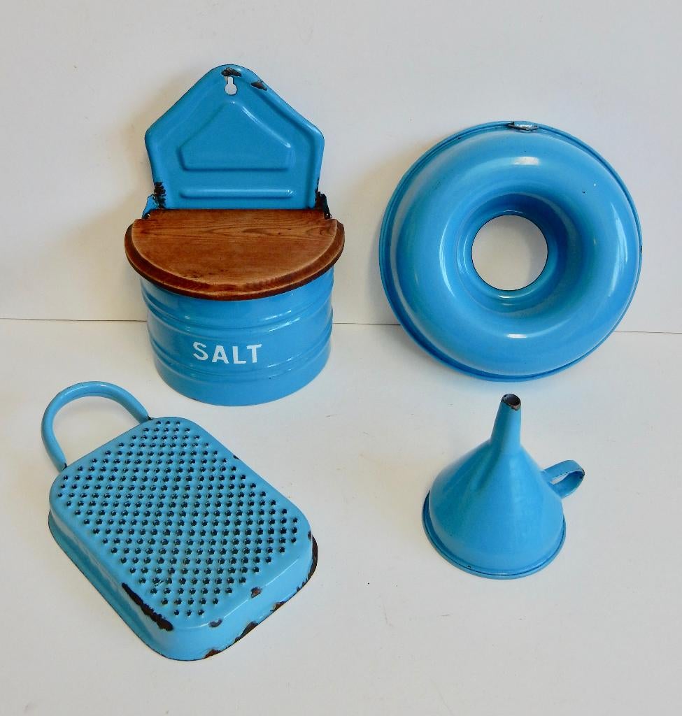 Lot blauw emaille, Ophalen of Verzenden