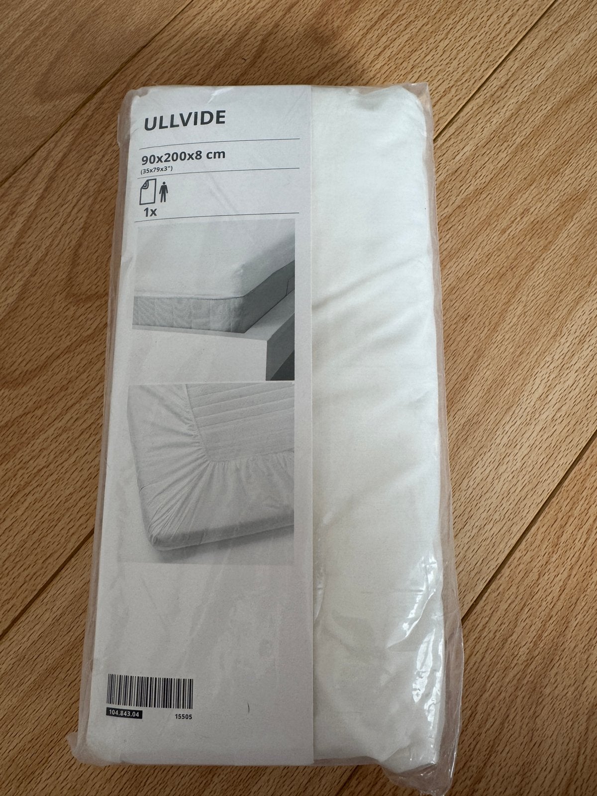 IKEA ULLVIDE Hoeslaken 90x200x8 cm - Wit, Eenpersoons, Overige materialen, Nieuw, Ophalen of Verzenden