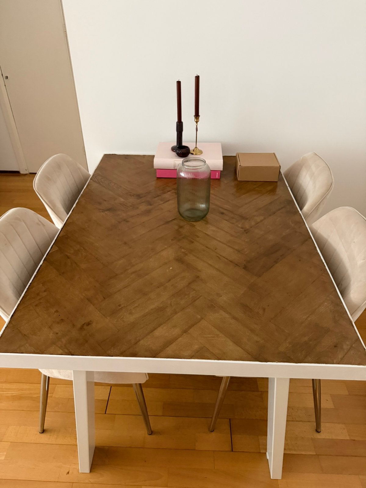 Zware eettafel 140x100 eiken blad, Ophalen, Gebruikt