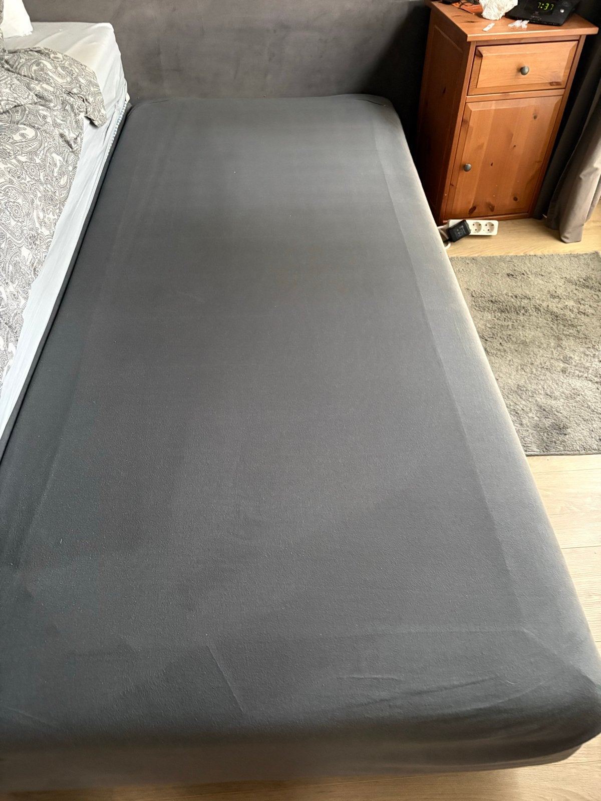 Eenpersoons boxspring met matras en topper, Ophalen, Gebruikt, 90 cm, Tweepersoons