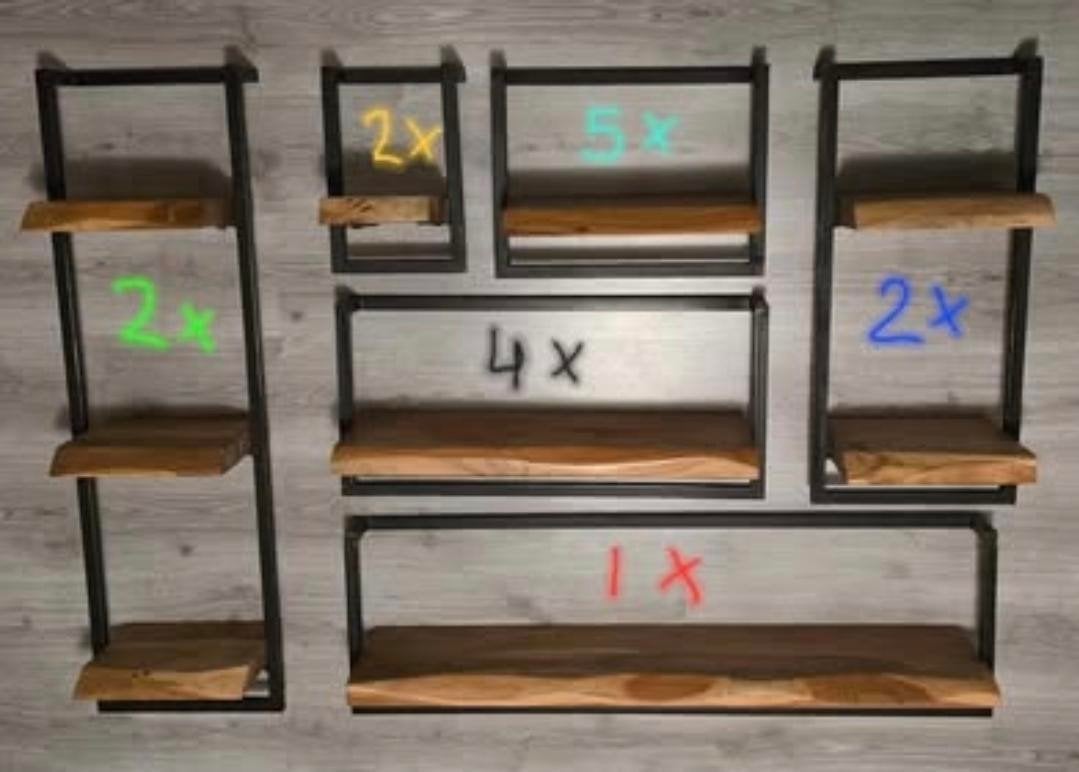 Nieuwe acaciahout en staal wandplanken set., Ophalen, Nieuw