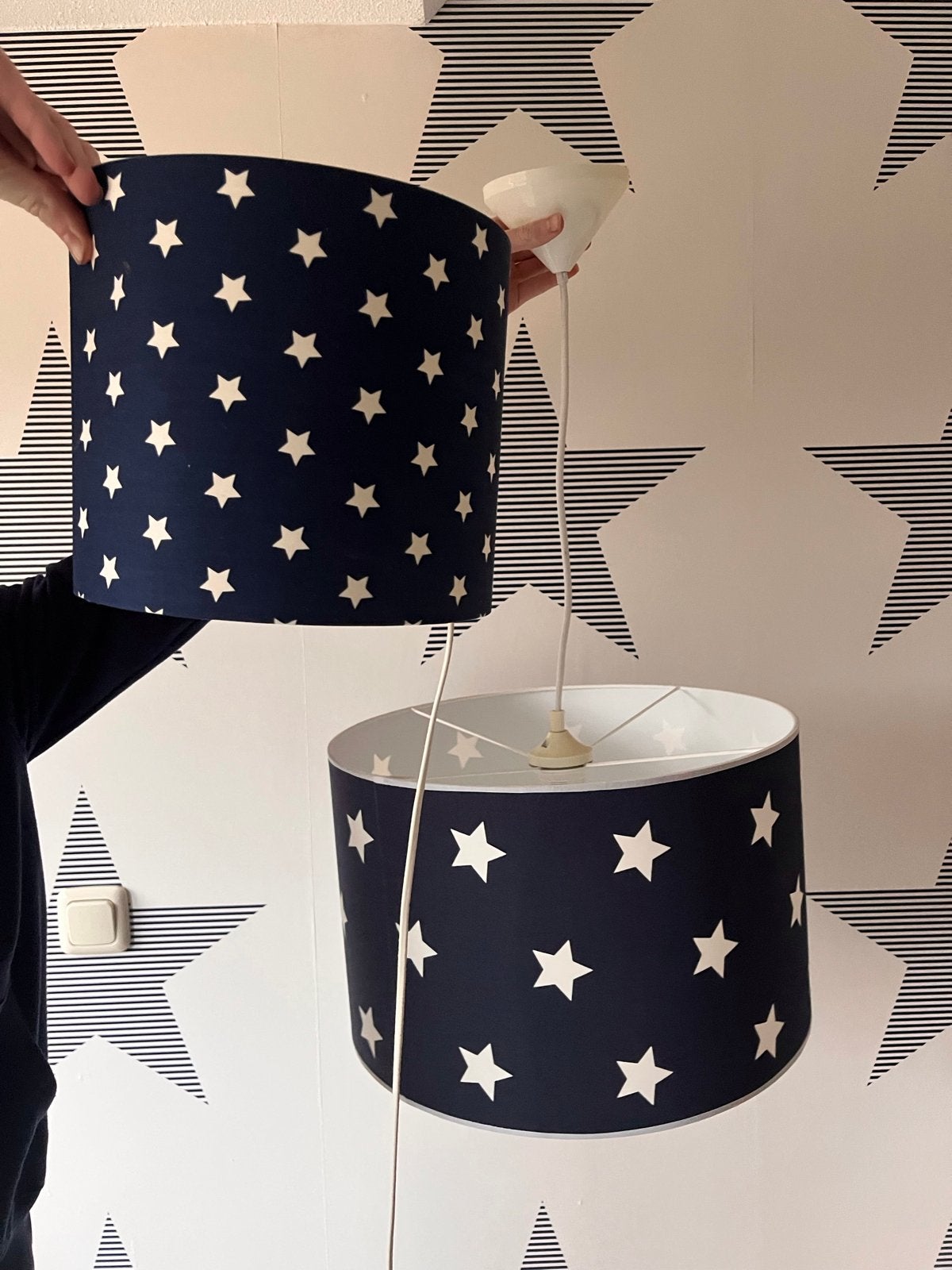 Hanglamp en wandlamp donkerblauw met sterren, Gebruikt, Little Dutch, Ophalen of Verzenden, Lamp
