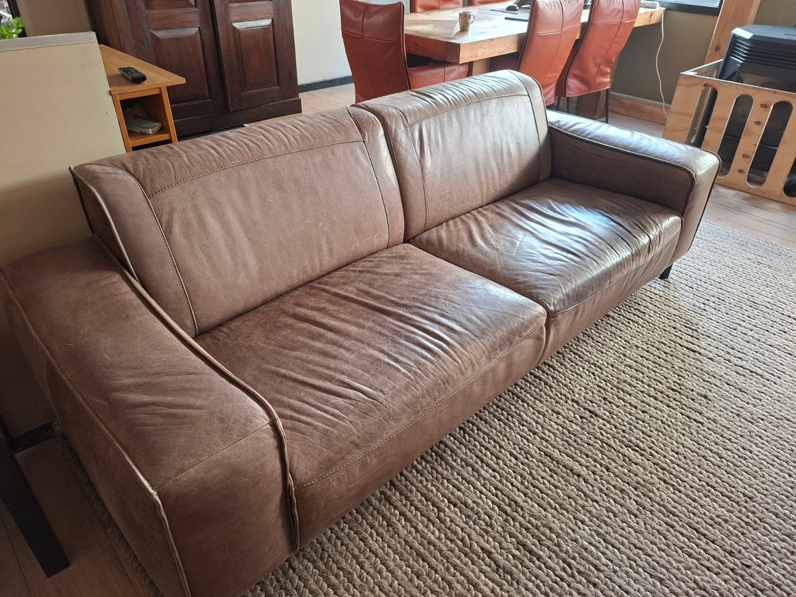leren bank, Huis en Inrichting, Ophalen, Gebruikt, Tweepersoons, 75 tot 100 cm