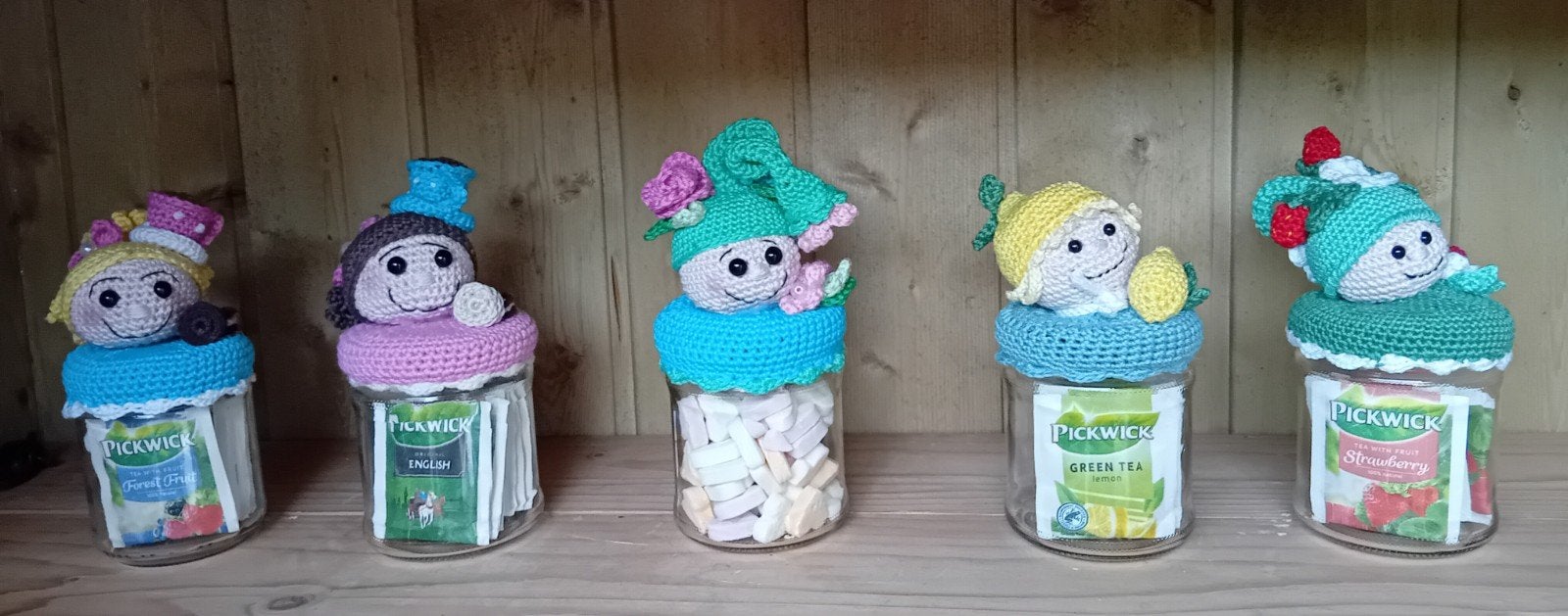Gehaakte dekselse potjes met snoep of thee - Cadeautjes, Ophalen, Nieuw
