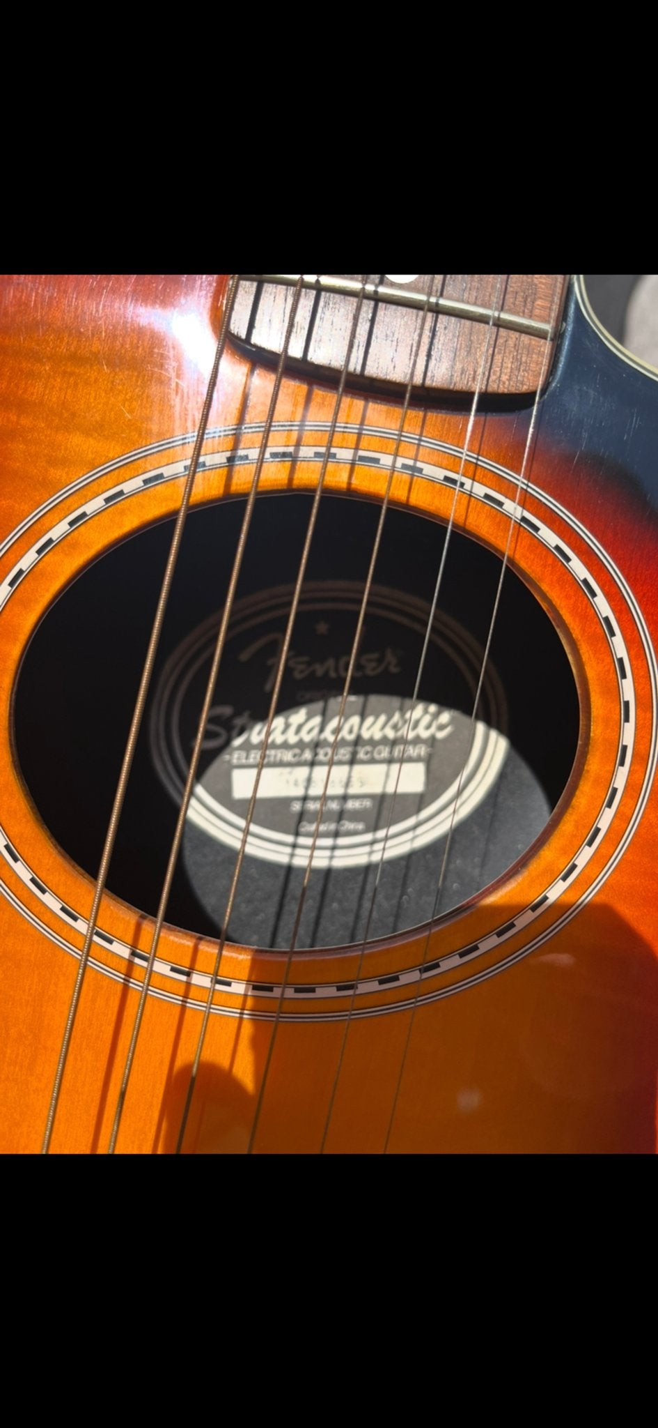 Fender Stratacoustic Premier Sunburst semi akoestisch & tas, Ophalen of Verzenden, Gebruikt, Western- of Steelstringgitaar, Met koffer