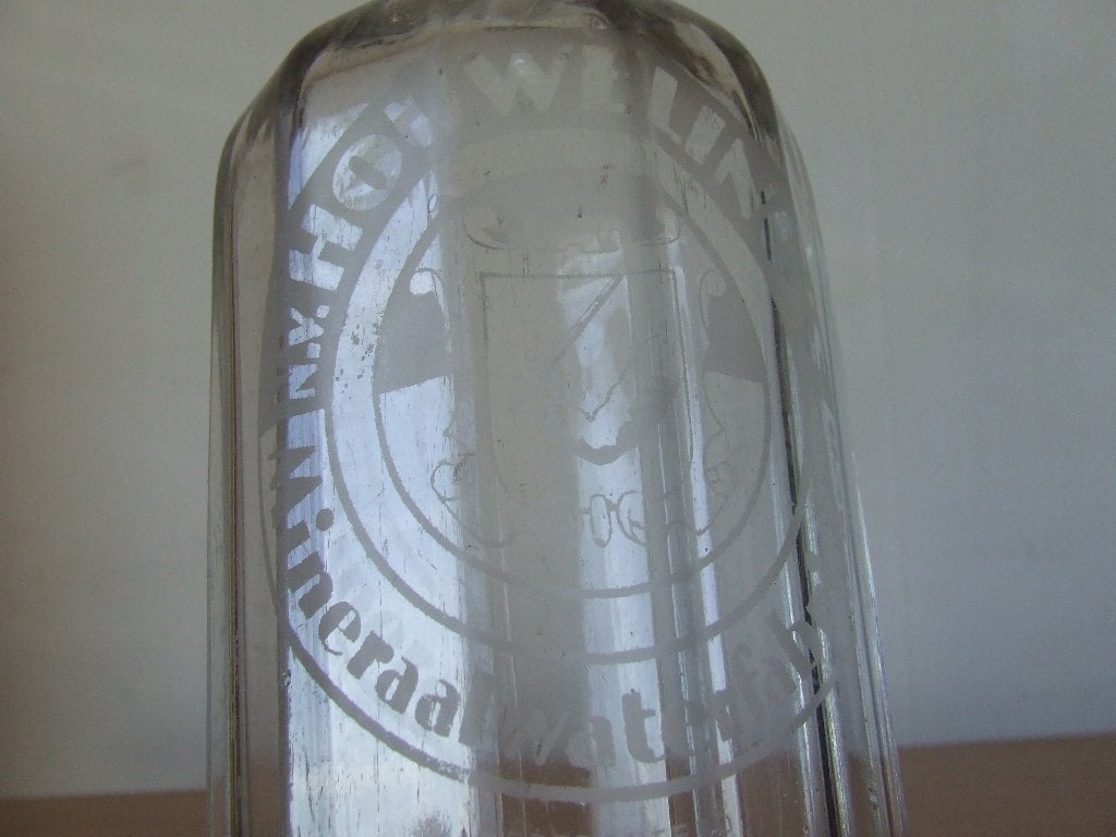 Oude glazen spuitwaterfles Firma Houwelings, Ophalen of Verzenden