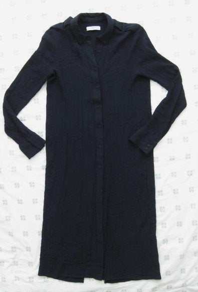 ZARA lange blouse donkerblauw, achterpand valt open, S, Blauw, Zara, Ophalen of Verzenden, Zo goed als nieuw