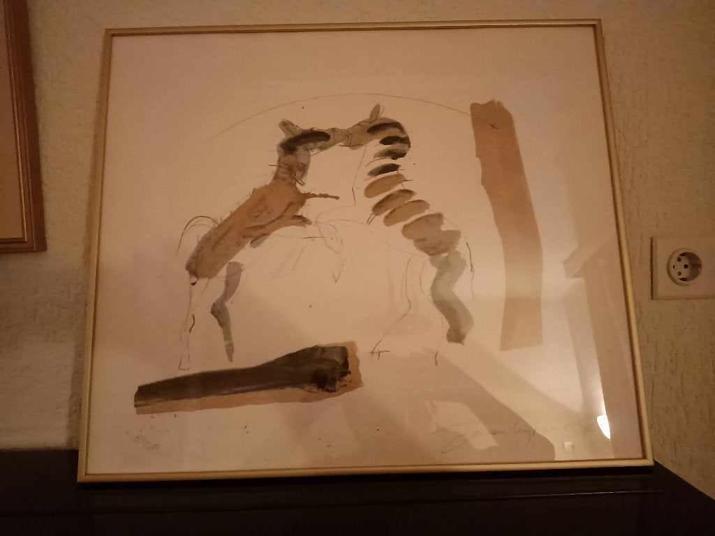 Inkttekening van  Jos van Uijtregt, Ophalen, Tekening, Overige technieken, Ingelijst