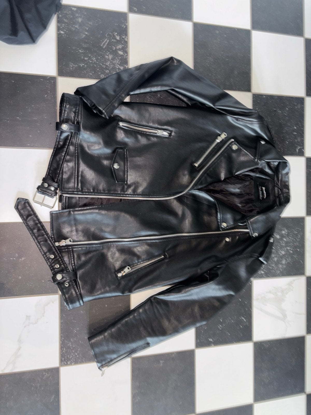 Stradivarius vegan leren oversized jack maat S, Ophalen of Verzenden, Zo goed als nieuw, Maat 36 (S), Zwart