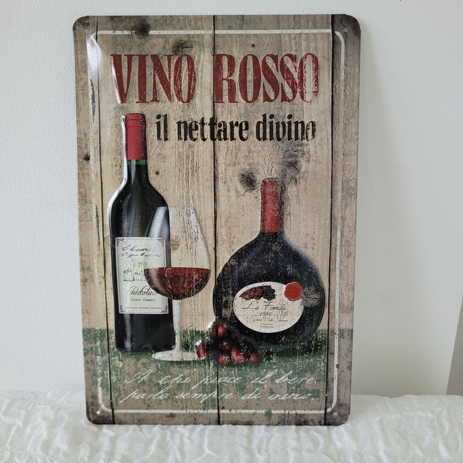 Vino Rosso metalen wand reclameboard 20x30 Nostalgic Art, Ophalen of Verzenden, Zo goed als nieuw, Metaal
