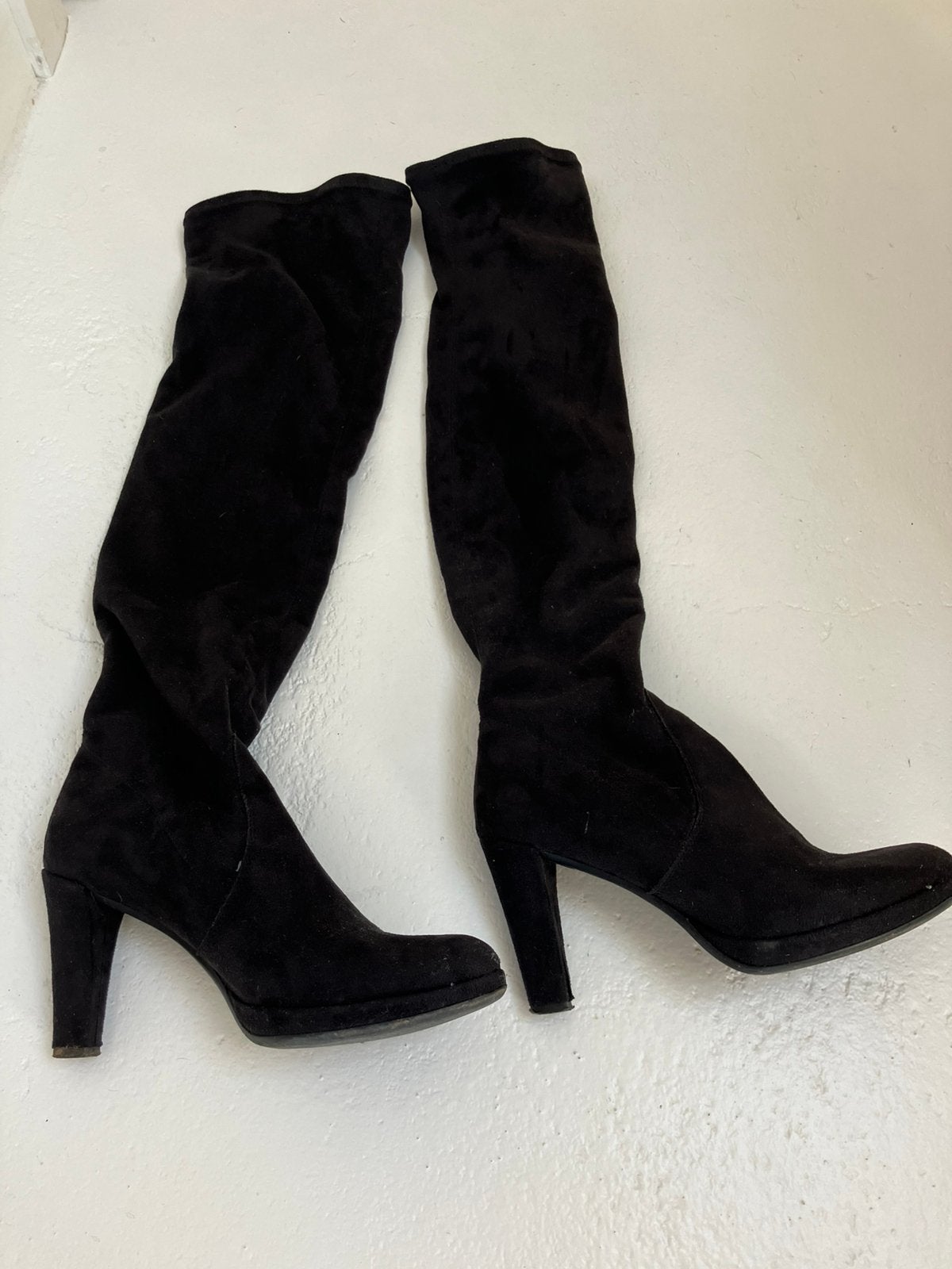 Donkerblauwe hoge laarsen maat 40, Kleding | Dames, Schoenen, Ophalen of Verzenden, Zo goed als nieuw, Blauw, Hoge laarzen