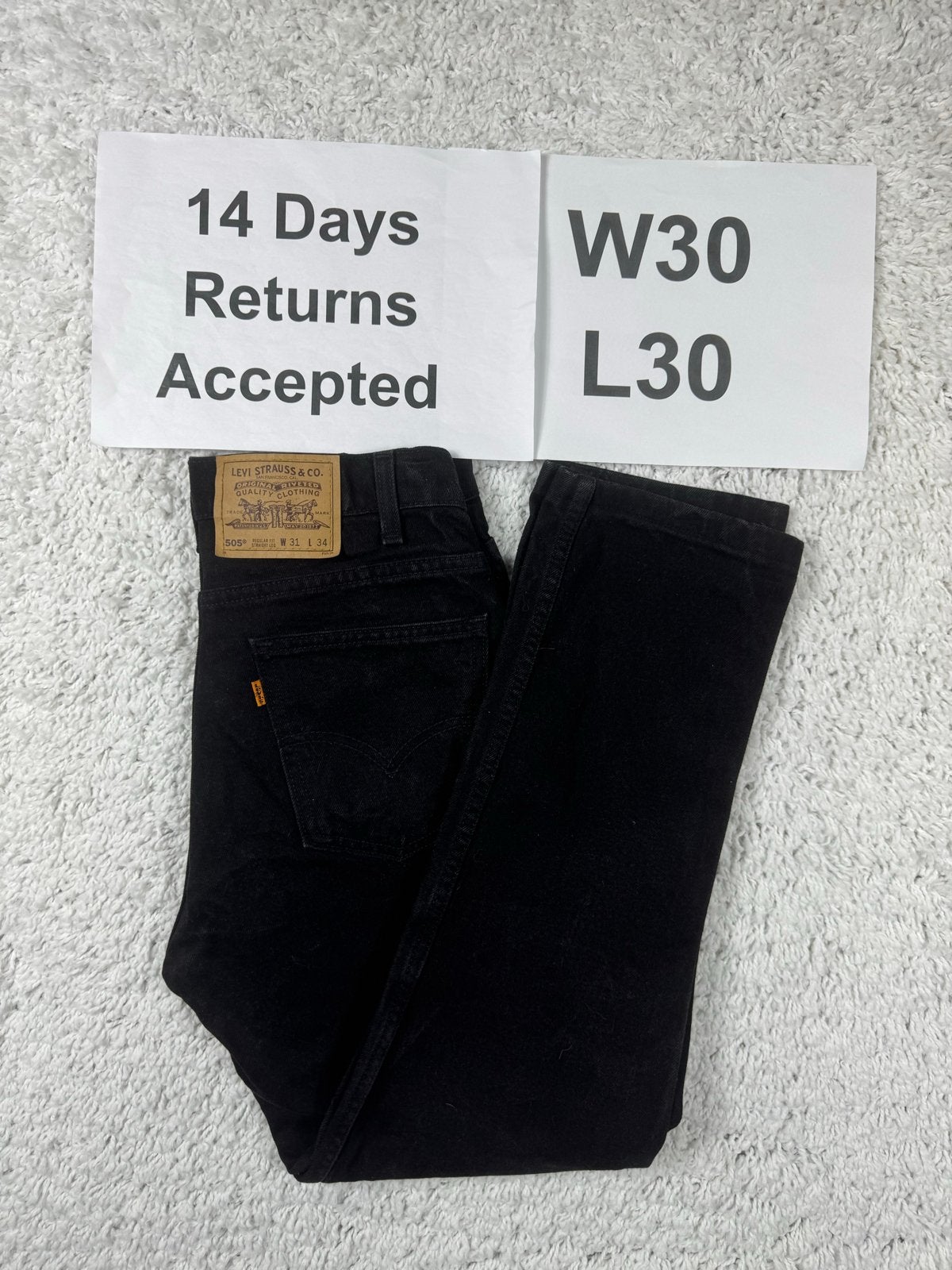 Levi's 505 Orange Tab Vintage Jeans Zwart Past W30 L30 2772, Verzenden, Zwart, W32 (confectie 46) of kleiner, H