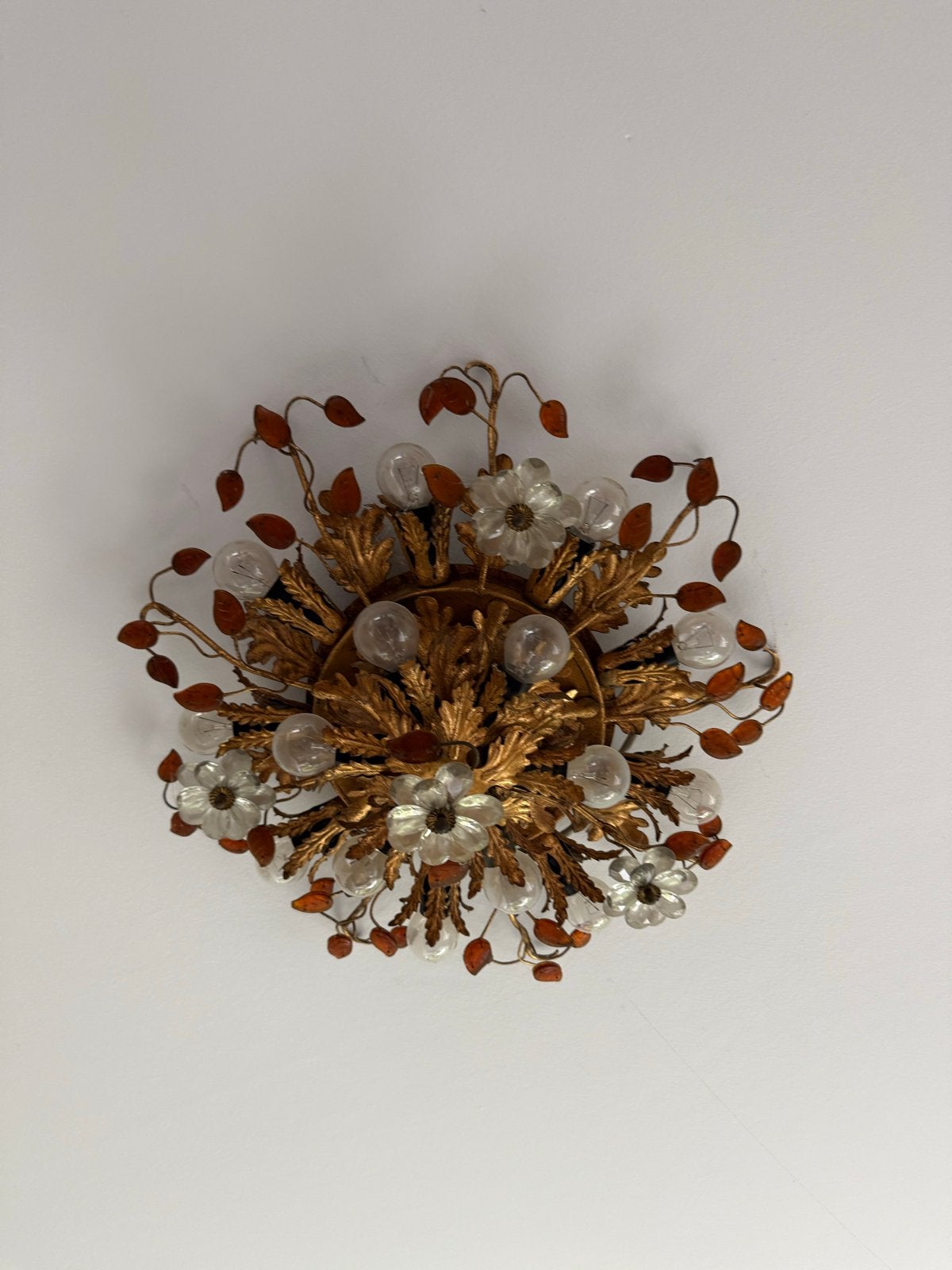 Klassieke plafondlamp met bloemmotief, Ophalen of Verzenden