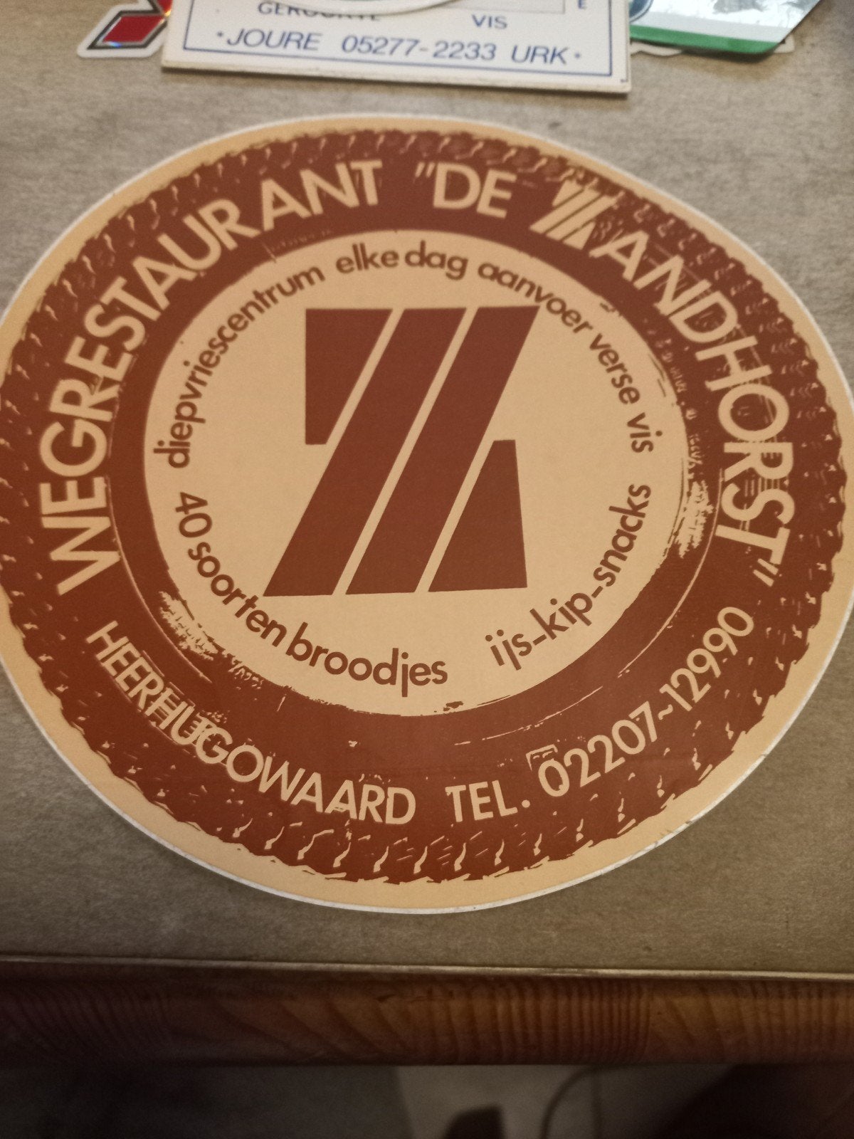 Vintage sticker Wegrestaurant De Wandhorst, Verzamelen, Ophalen of Verzenden, Gebruikt, Gebruiksvoorwerp