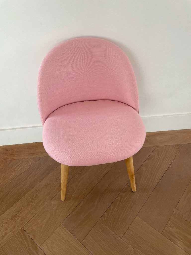 Roze stoel fauteuil kind design houten poten als nieuw, Kinderen en Baby's, Ophalen, Zo goed als nieuw, Stoel(en)
