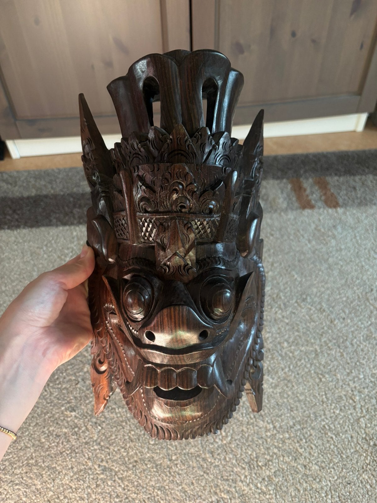 Indonesisch houtsnijwerk masker, Ophalen of Verzenden