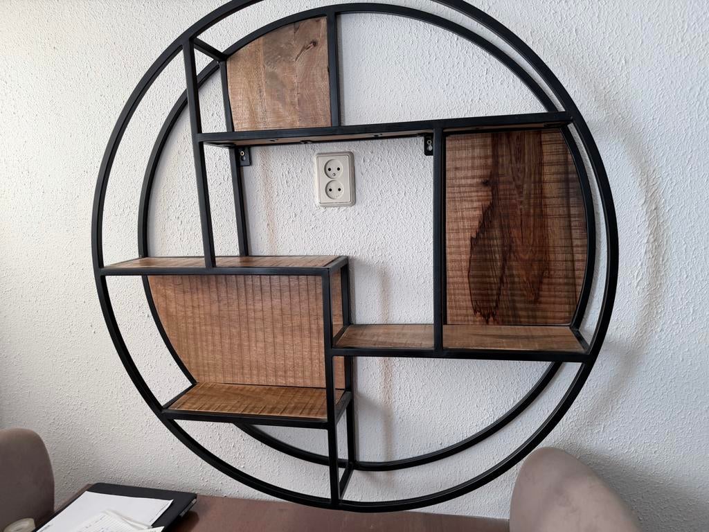 Ronde wandplank met houten planken, Ophalen of Verzenden, Gebruikt