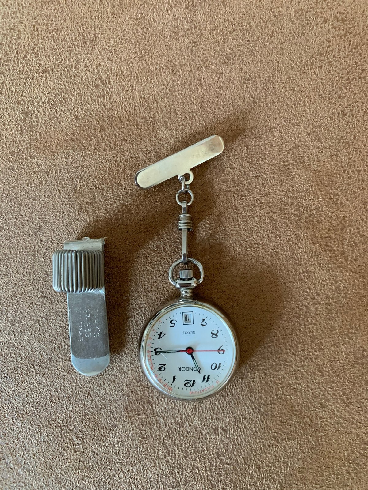 Verpleegster horloge Quartz Condor en penhouder, Zakhorloge, Gebruikt, Staal, Overige materialen