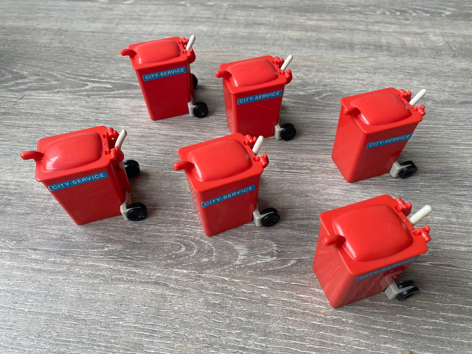 6x vintage prullenbak container., Kinderen en Baby's, Speelgoed | Playmobil, Gebruikt, Losse onderdelen, Voertuig, Ophalen of Verzenden