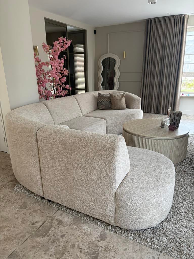 SEVN Denise organische hoekbank himalaya beige boucle teddy, Verzenden, Zo goed als nieuw, 150 cm of meer, Vierpersoons of meer