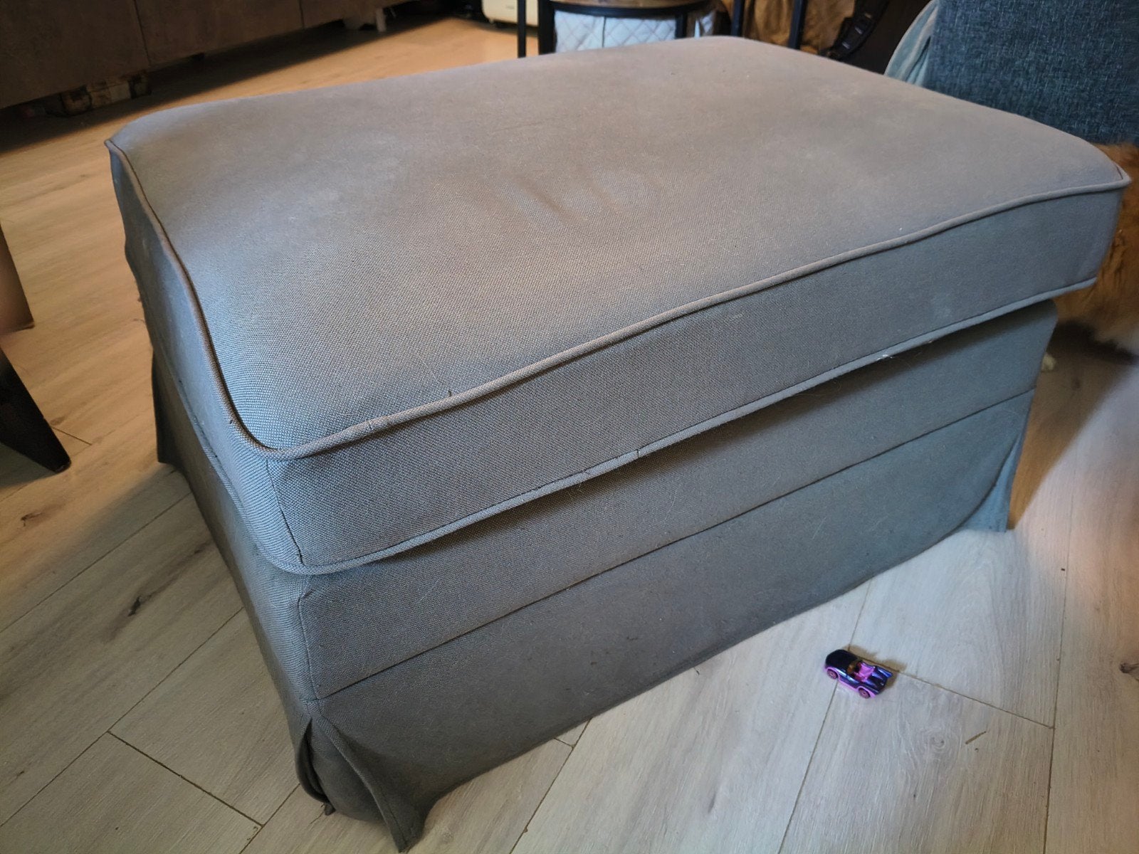 Ikea Ektorp Hocker - Grijs, Huis en Inrichting, Banken | Voetenbanken en Poefen, Ophalen, Gebruikt, 75 tot 100 cm, Stof