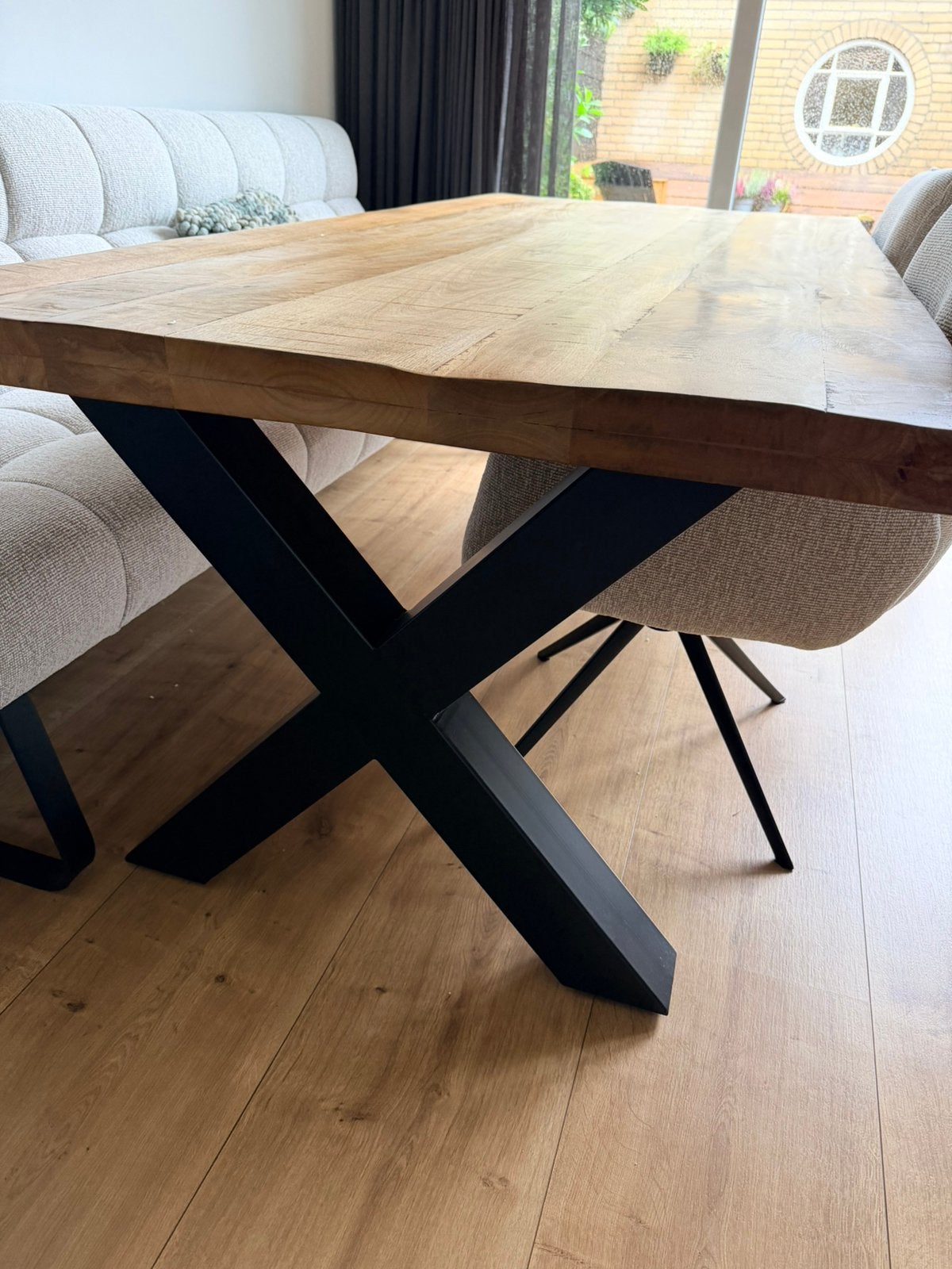 Tafelpoot X kruisvoet industriël zwart 2 stuks, Ophalen, 50 tot 100 cm, 50 tot 100 cm, Zo goed als nieuw