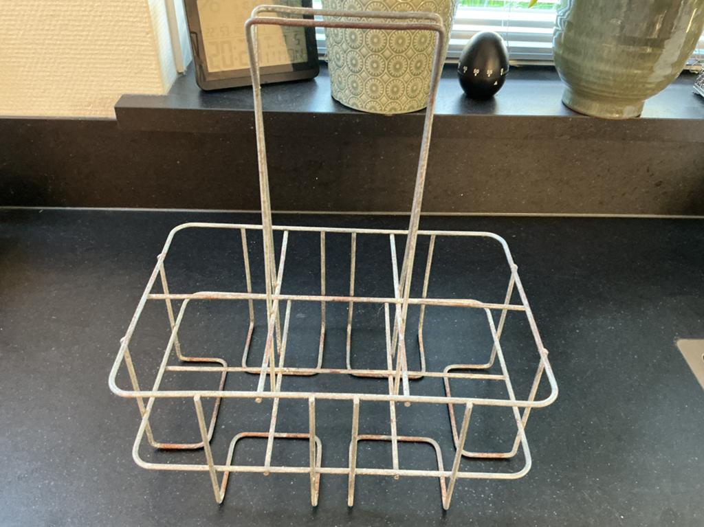 Vintage metal flessenrek / flessenhouder, Antiek en Kunst, Ophalen of Verzenden