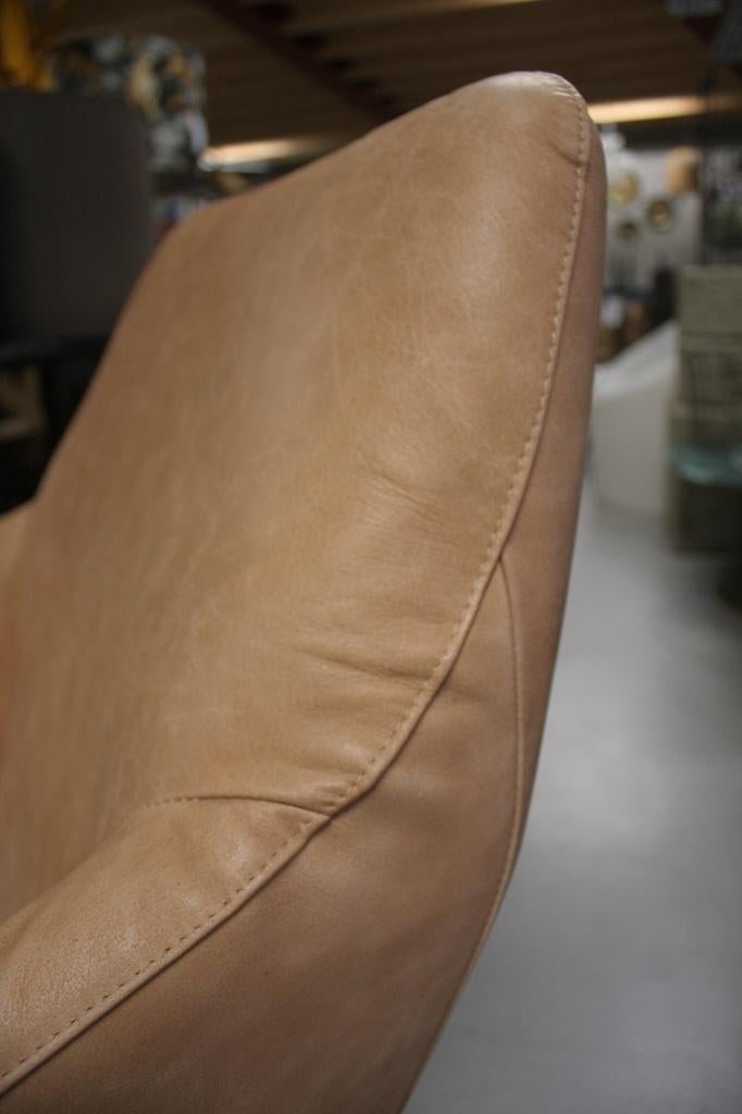 2 x luxe fauteuil Jolly Jess Design metaal leer naturel, Huis en Inrichting, Fauteuils, Ophalen, 75 tot 100 cm, Zo goed als nieuw