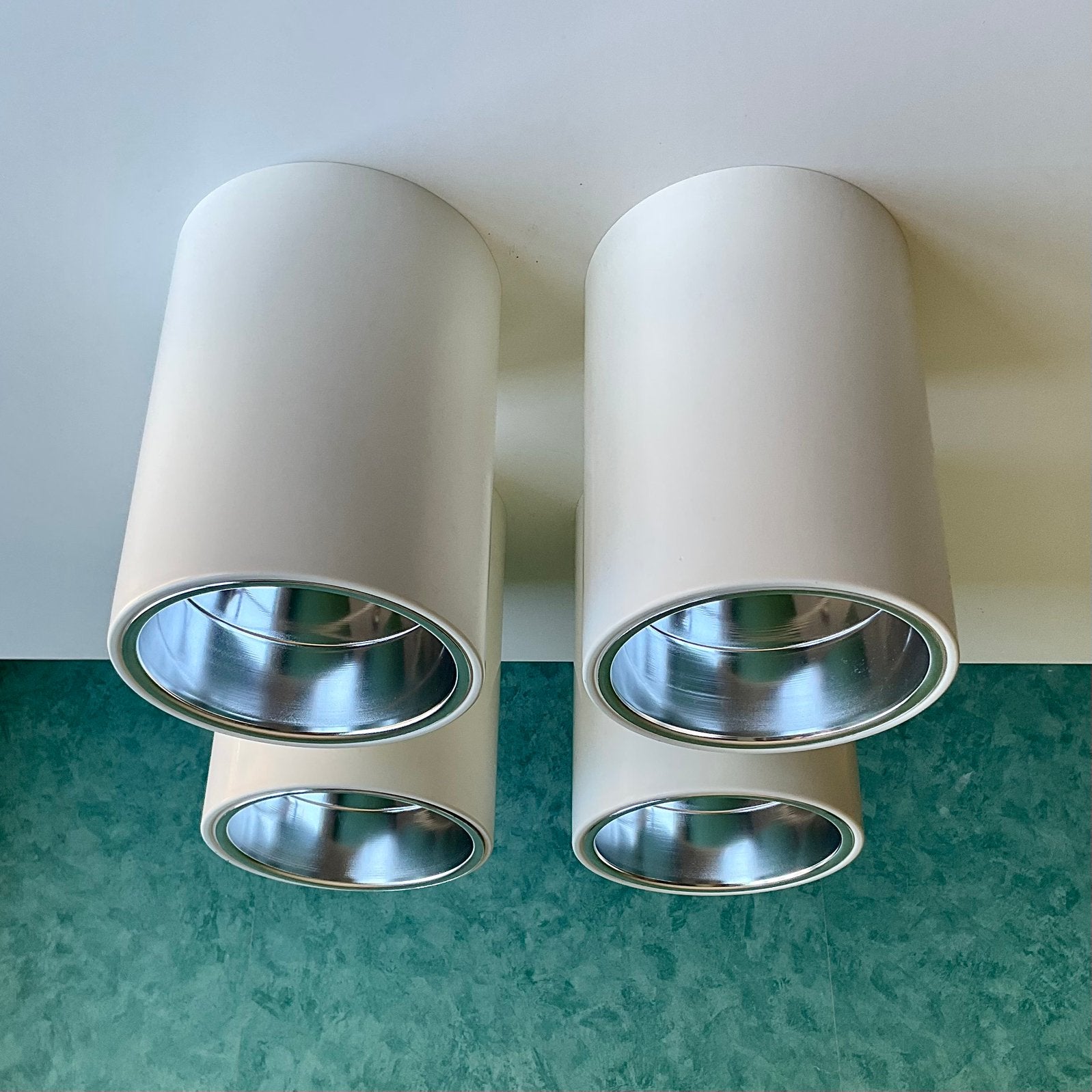 4 X Vintage 70’s RAAK Plafonnière Spots. Model P-267.1400, Gebruikt, Wit, Metaal, Mid-century modern