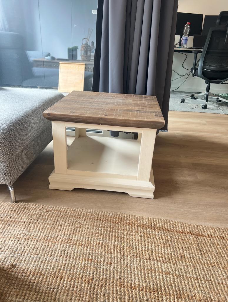 Bijzettafel, Huis en Inrichting, Tafels | Bijzettafels, Minder dan 55 cm, Vierkant, Zo goed als nieuw, Hout