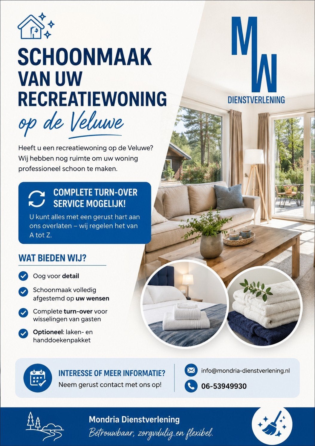 Schoonmaak van uw recreatiewoning op de Veluwe